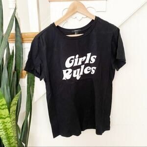 Forever 21 Girls Rules black graphic tee sz L